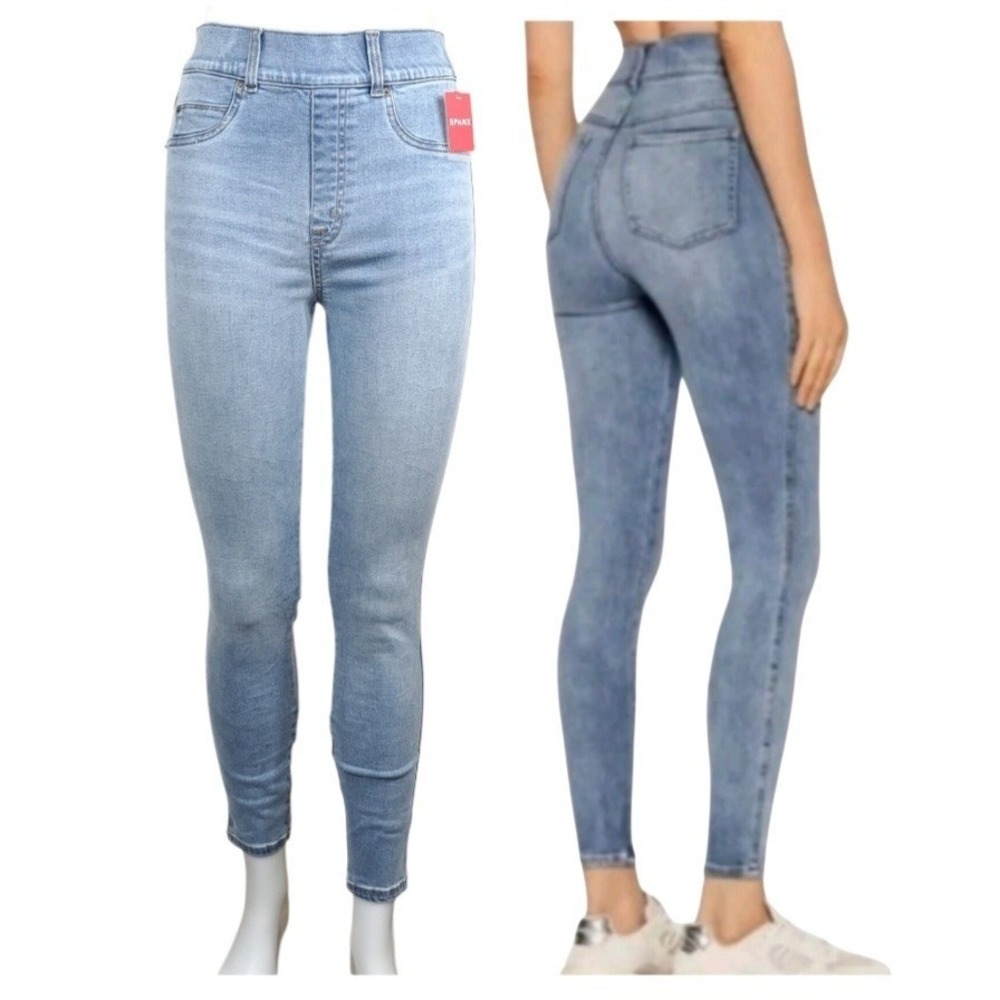 SPANX Women's Size Small Pull-On Skinny Jeans In‎ Light Vintage Wash Light Blue